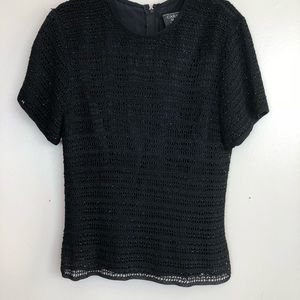 Carmen Marc Valvo | Sequin Black Back Zip Top Sz M